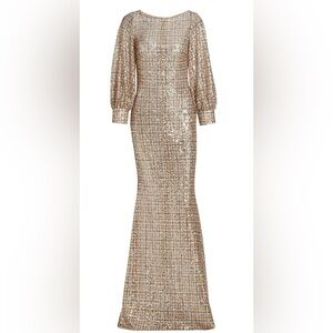 Badgley Mischka Plaid Sequin Gown